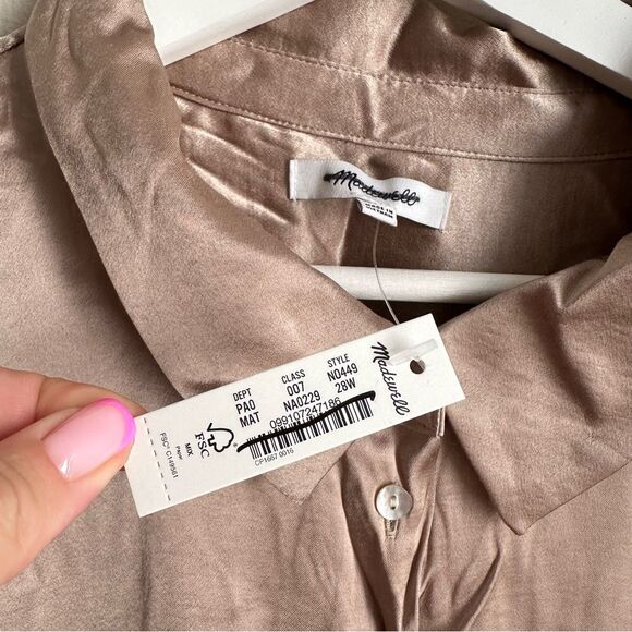 99 madewell no449 Plus Darted Satin Button-Up Shirt in matchstick size 28W - Picture 7 of 7